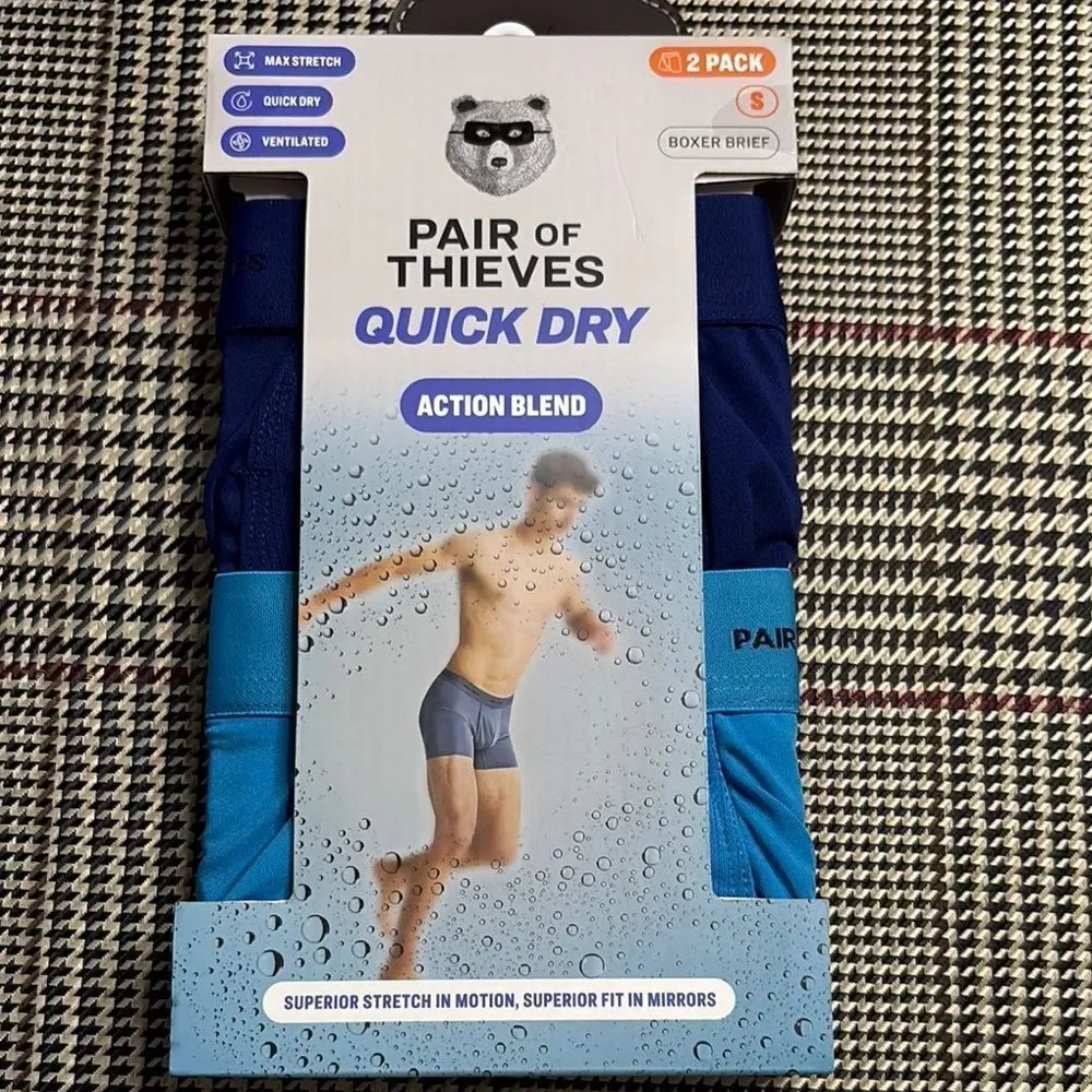NWT 2- Pair of Thieves Men's Quick Dry Boxer Briefs Size S